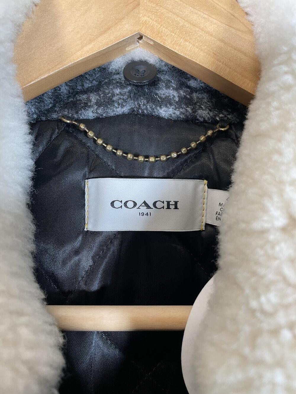 COACH Plaid Shearling Collar Bomber Jacket - Picture 2 of 3